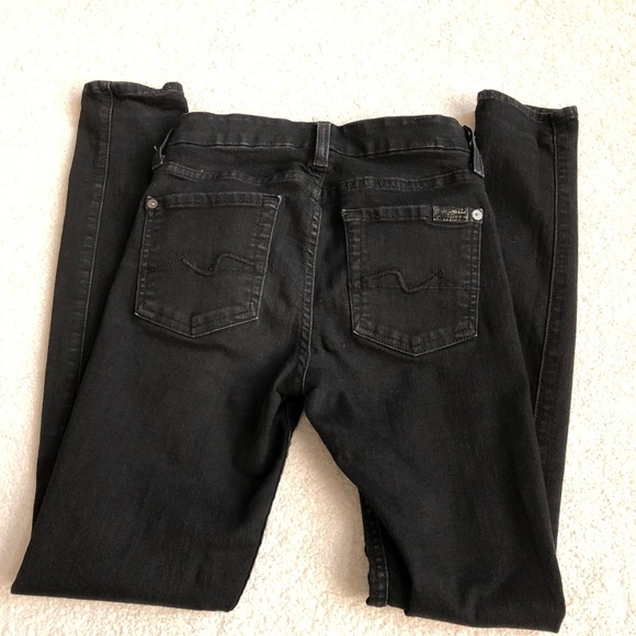 7 for all mankind the skinny black jeans, size24 - Picture 3 of 6